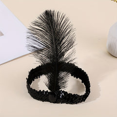 Feather Sequin Headband Crystal Head Piece Hair Accessory
