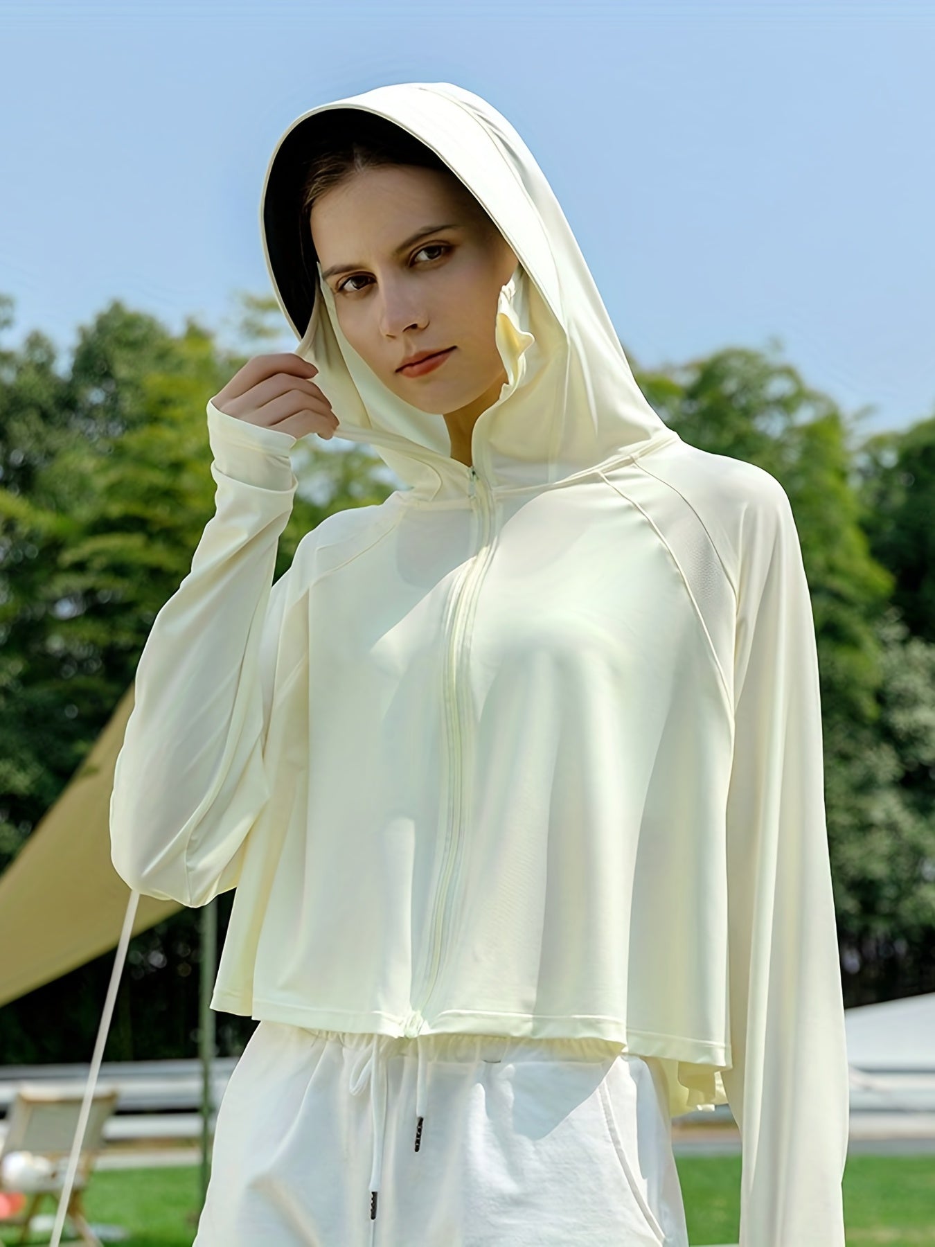 Women's Sun Protection Jacket with Hooded Mask