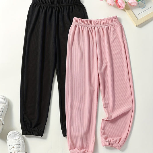 2pcs Toddler Girls Sweatpants Elastic Waist Casual Sport Joggers