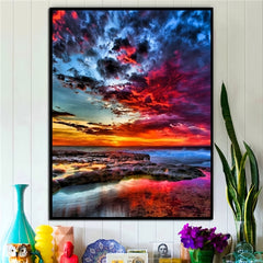 5D Diamond Painting Kit Sunset Glow Landscape Home Wall Decor