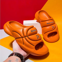 Men's Embossed Slides Non Slip Slippers - Indoor Outdoor Shoes