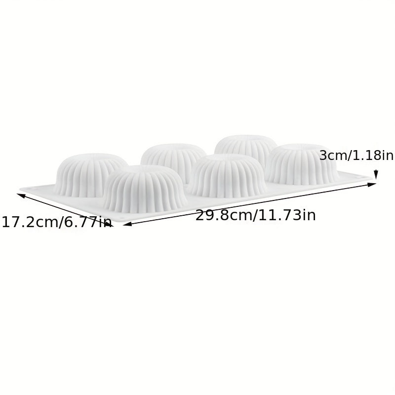 6 Cavity Silicone Mold for Baking Mousse Cake with Ribbed Detail
