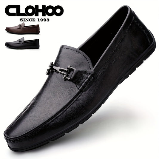 Men's Metallic Moccasin Loafers, Comfy Slip-On Shoes