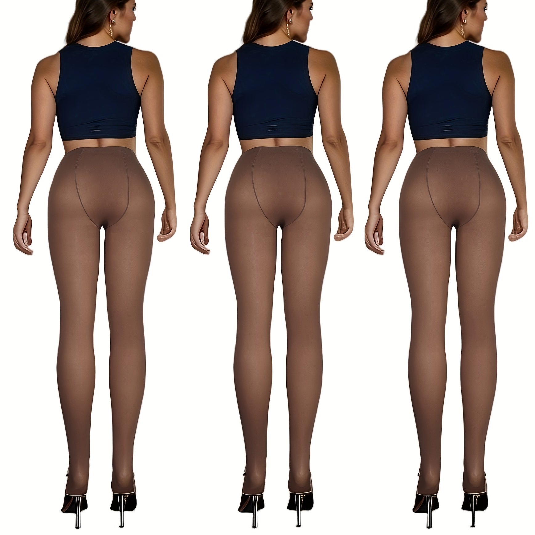 3 Pack Opaque Slim Pantyhose High Waist Footed Women's Stockings