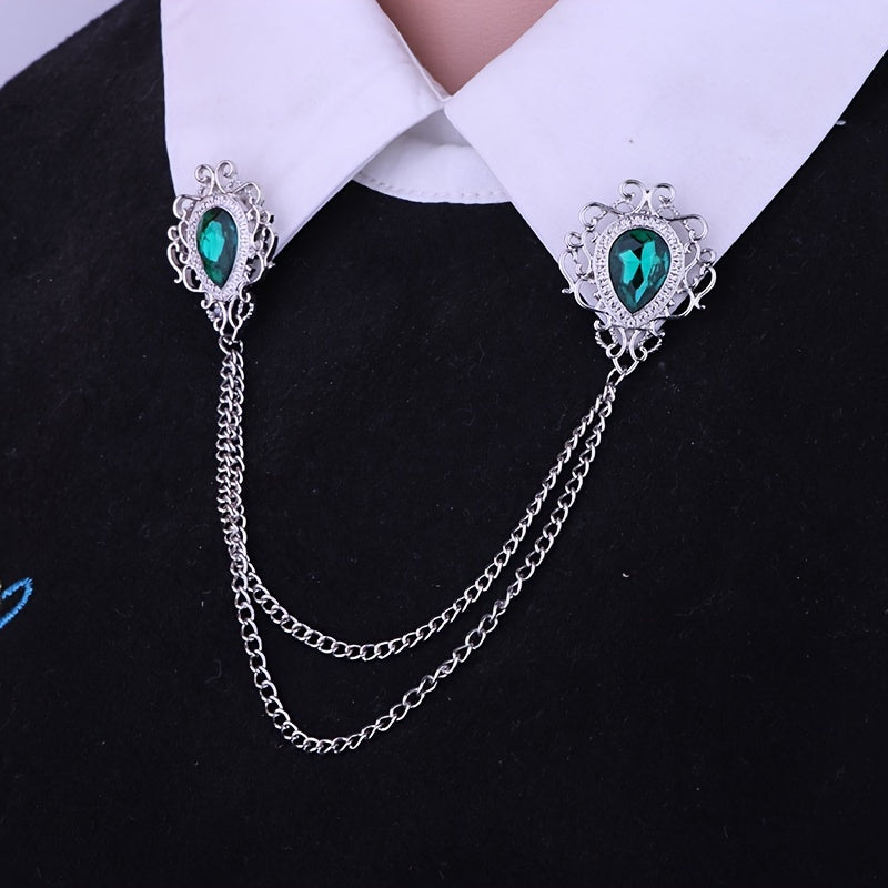 Men's Collar Pin Water Drop Tassel Corsage Shirt Decoration Buckle Pin