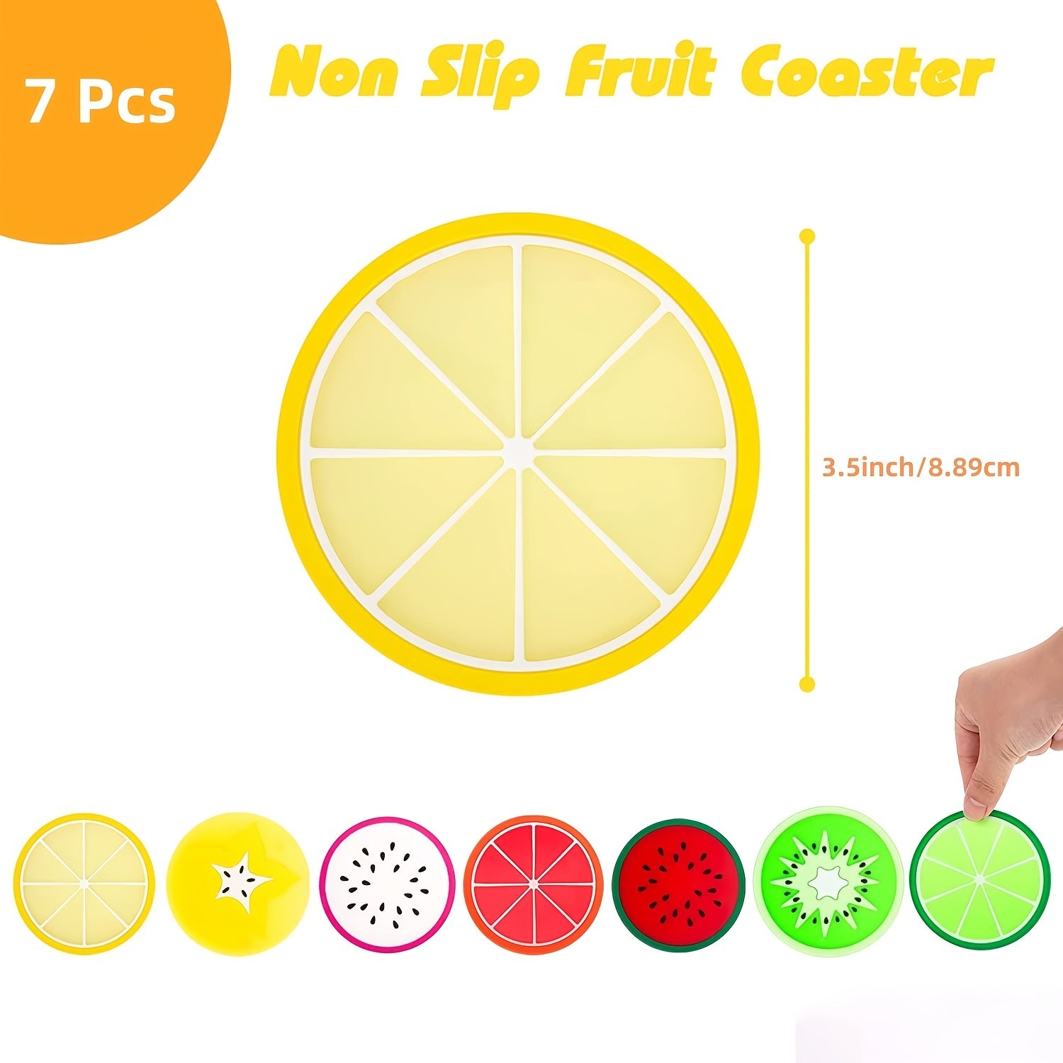 7pcs Silicone Fruit Coasters for Kitchen Patio Bar Heat Insulation Drink Cup Mat