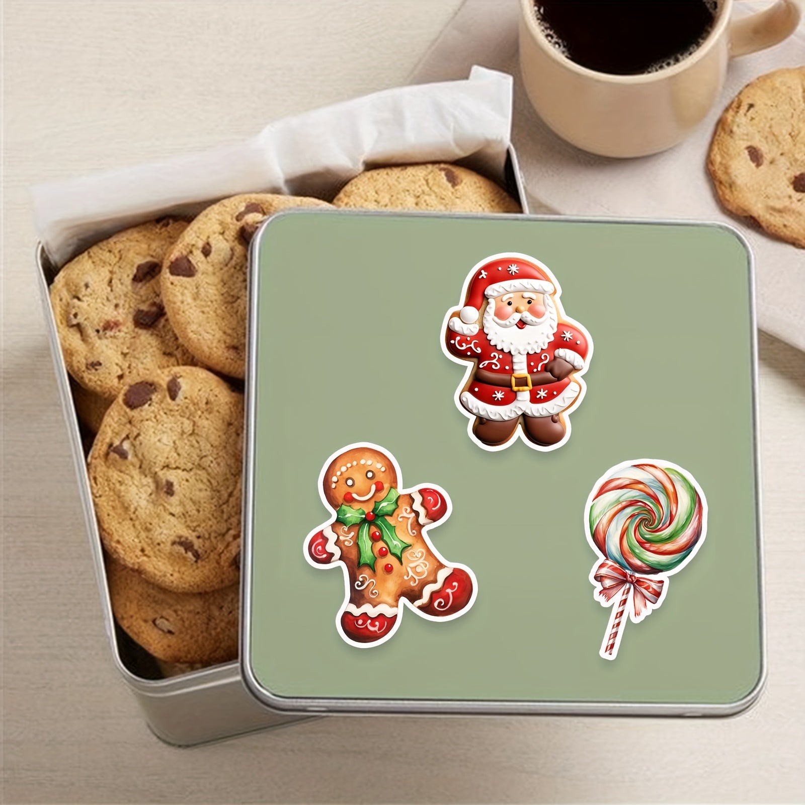 50pcs Christmas Gingerbread Biscuits Stickers for DIY Crafts