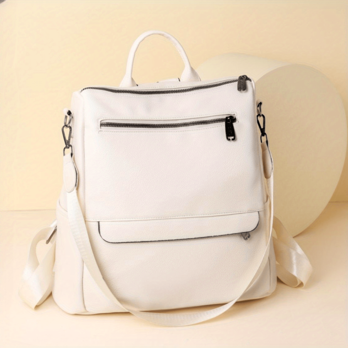Large Capacity PU Leather School Backpack Casual Travel Bag