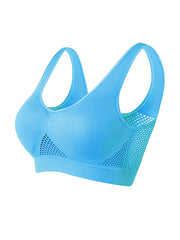  Sports Bra Women's Plus Solid Hollow Out Breathable Mesh Tank Bra