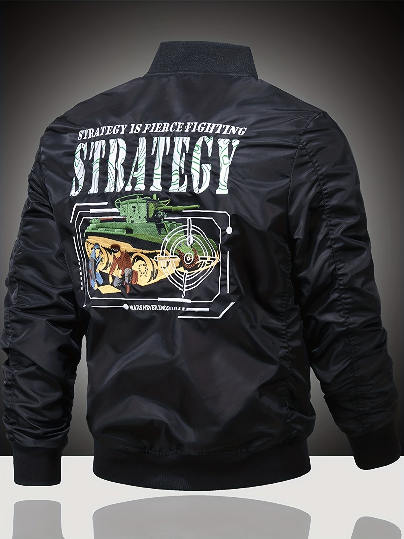 Embroidered Patch Men's Slim Fit Sports Jacket