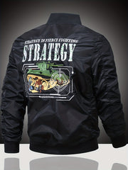 Embroidered Patch Men's Slim Fit Sports Jacket