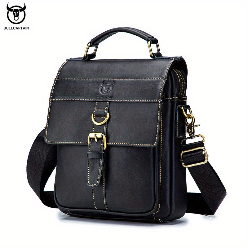BULLCAPTAIN Leather Messenger Bag Briefcase Large Capacity Single Shoulder Bag