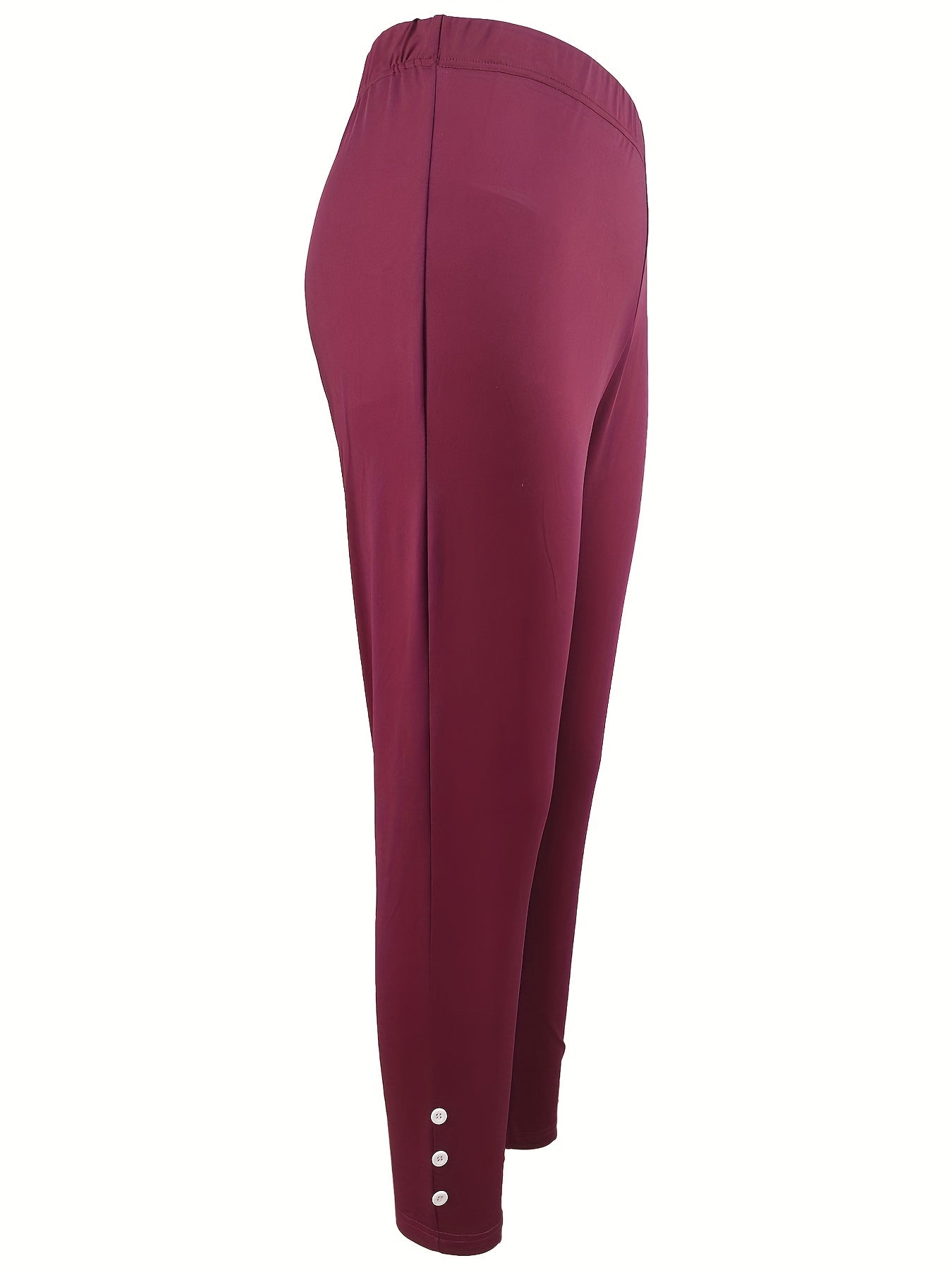  Solid Faux Pearl High Rise Fitness Leggings