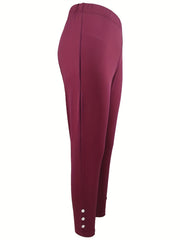  Solid Faux Pearl High Rise Fitness Leggings
