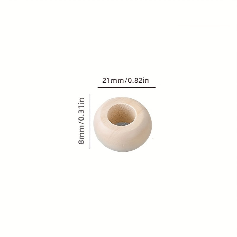 50pcs DIY Wood Beads Wooden Hoop Rings 8 21mm Large Hole Beads Material