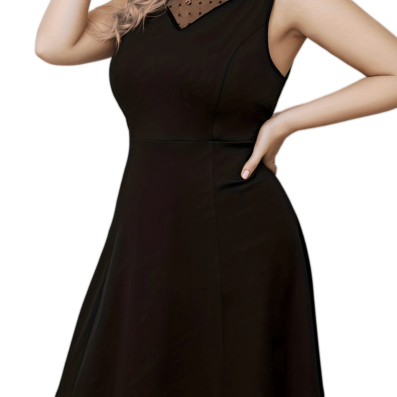  Flocked Dot Lace Tank Dress
