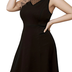  Flocked Dot Lace Tank Dress