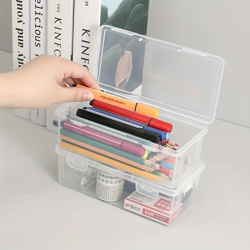 Transparent Plastic Storage Box Large Capacity Pencil Marker Case