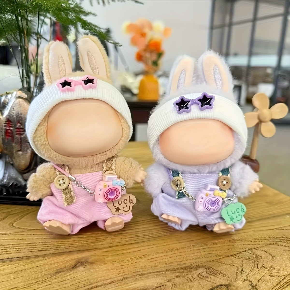 Doll Pendant Clothing Star Eye Overalls hat Set for 5-6 inch Dolls