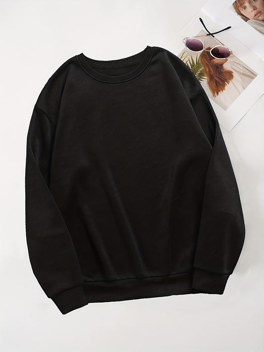 Oversized Crew Neck Long Sleeve Sweatshirt Women's Casual Basic Top