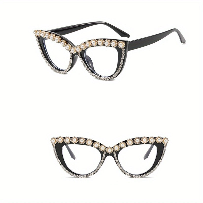 Cat Eye Rhinestone Glasses for Women Party Club Prop