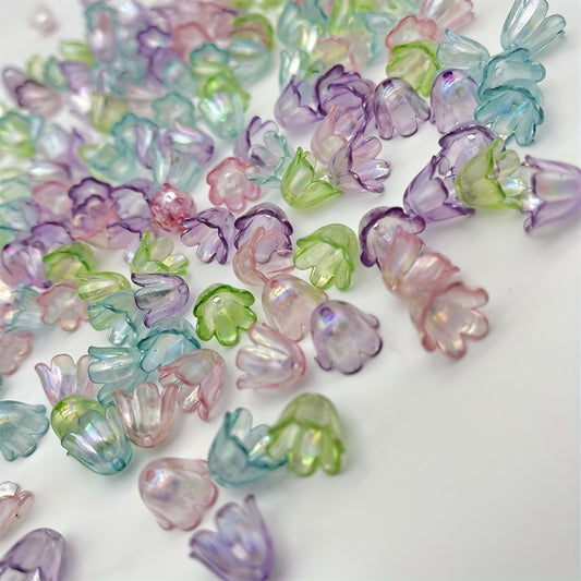 100pcs Straight Hole Small Flower Mixed Beads Bulk
