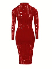 Sexy 3pc Ripped Bodycon Set: Dress, Cami Top, Shorts