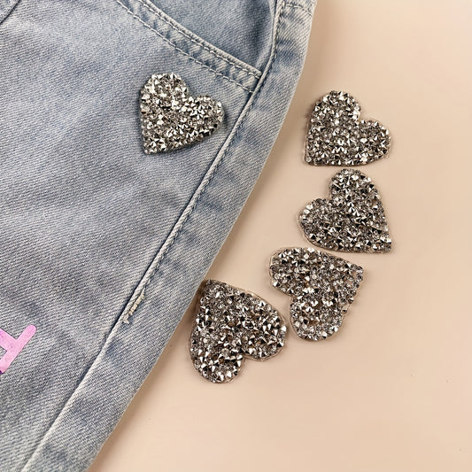 5pcs Silvery Love Rhinestone Crystal Stickers Adhesive Diamond