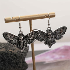 Gothic Retro Butterfly Moth Skull Head Women's Earrings
