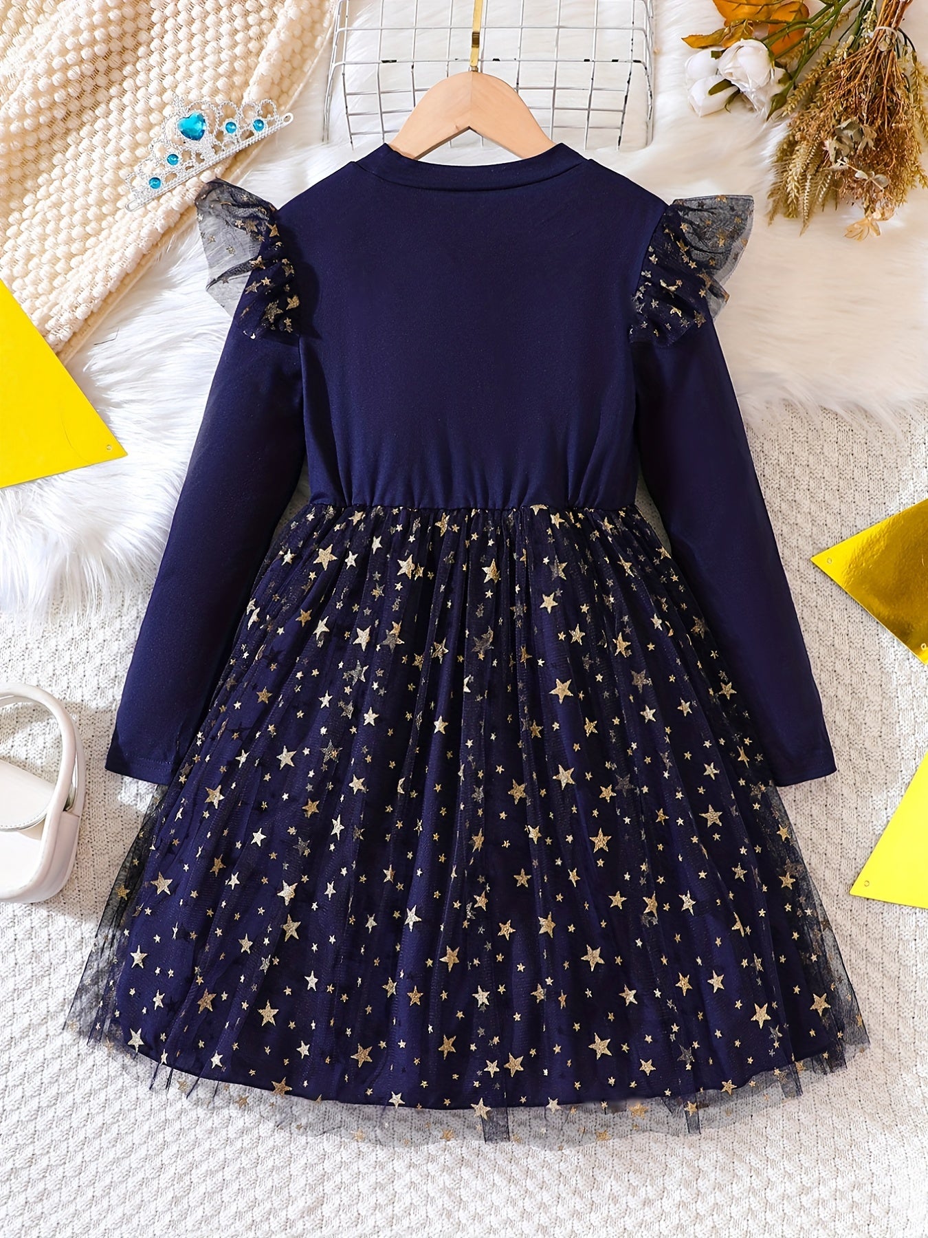 Girls Star & 'Princess' Mesh Dress With Tulle Kids Clothes