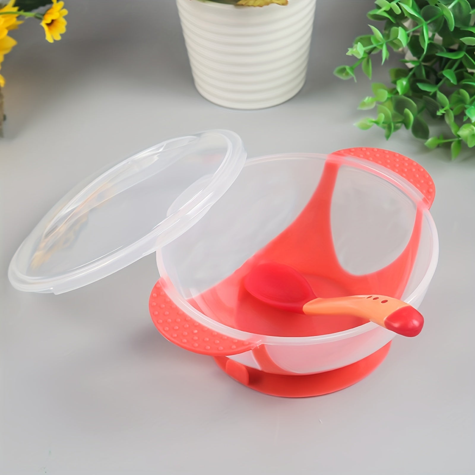 Non Slip Suction Cup Bowl Set with Spoon