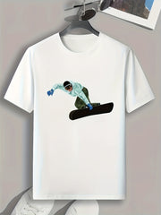 Skiing Pattern Print Graphic Tee Men's Sports T-shirt