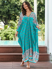 Boho Paisley Floral Batwing Sleeve Plus Size Dress