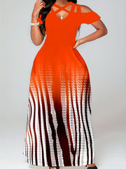  Colorblock Ombre Print Maxi Dress