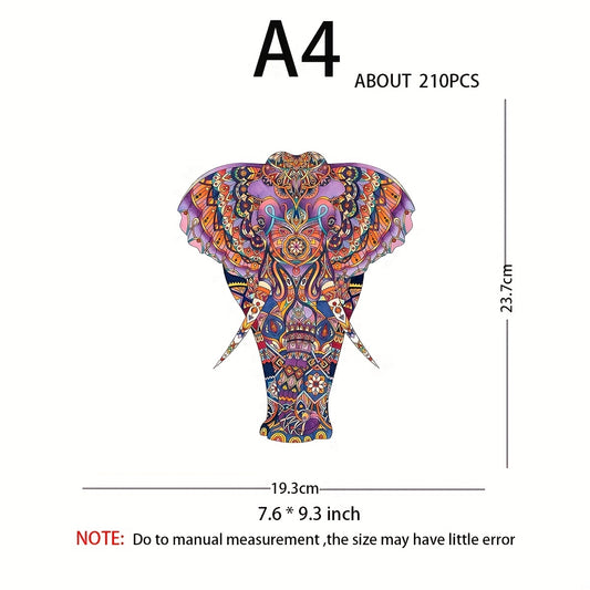 Elephant Wooden Jigsaw Puzzles For Adults Colorful Unique Shape Animal Puzzle
