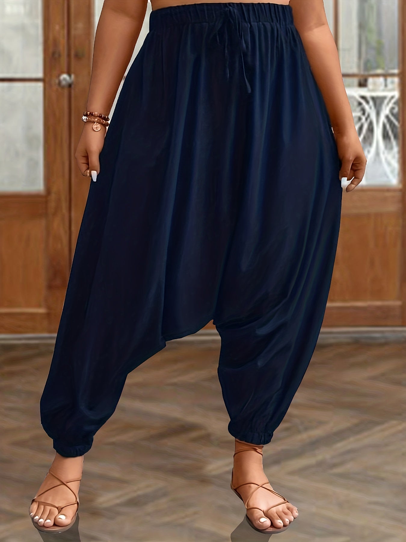  Boho Harem Pants Women's Plus Random Print High Rise