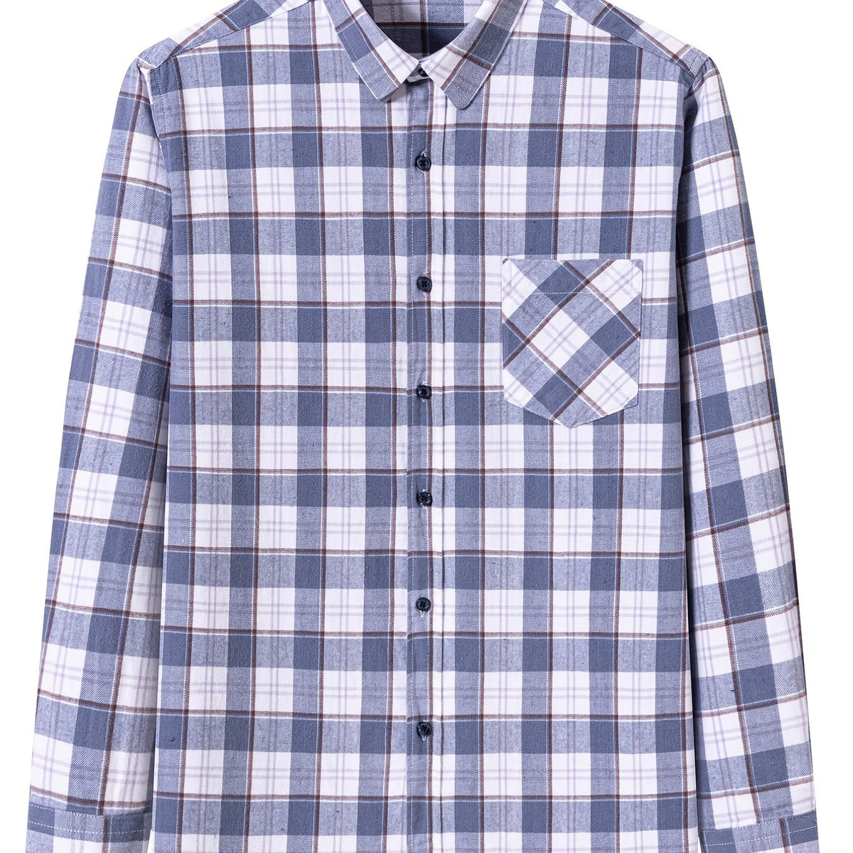 Men's Flannel Plaid Long Sleeve Shirt with Pockets