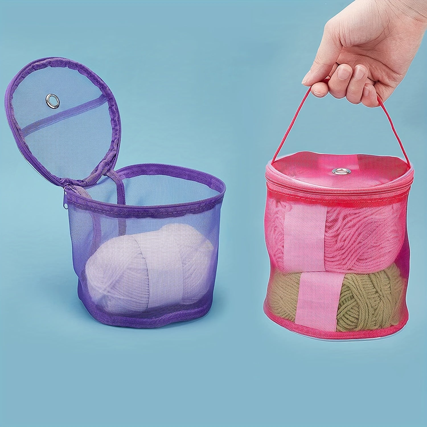 2pcs Wool Storage Bag DIY Hand Knitting Crochet Thread Mesh Bra Storage Bag