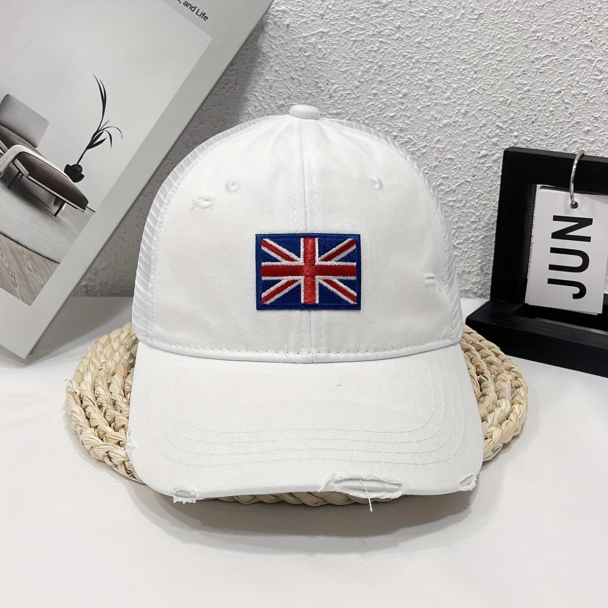 Embroidered British Flag Denim Baseball Cap