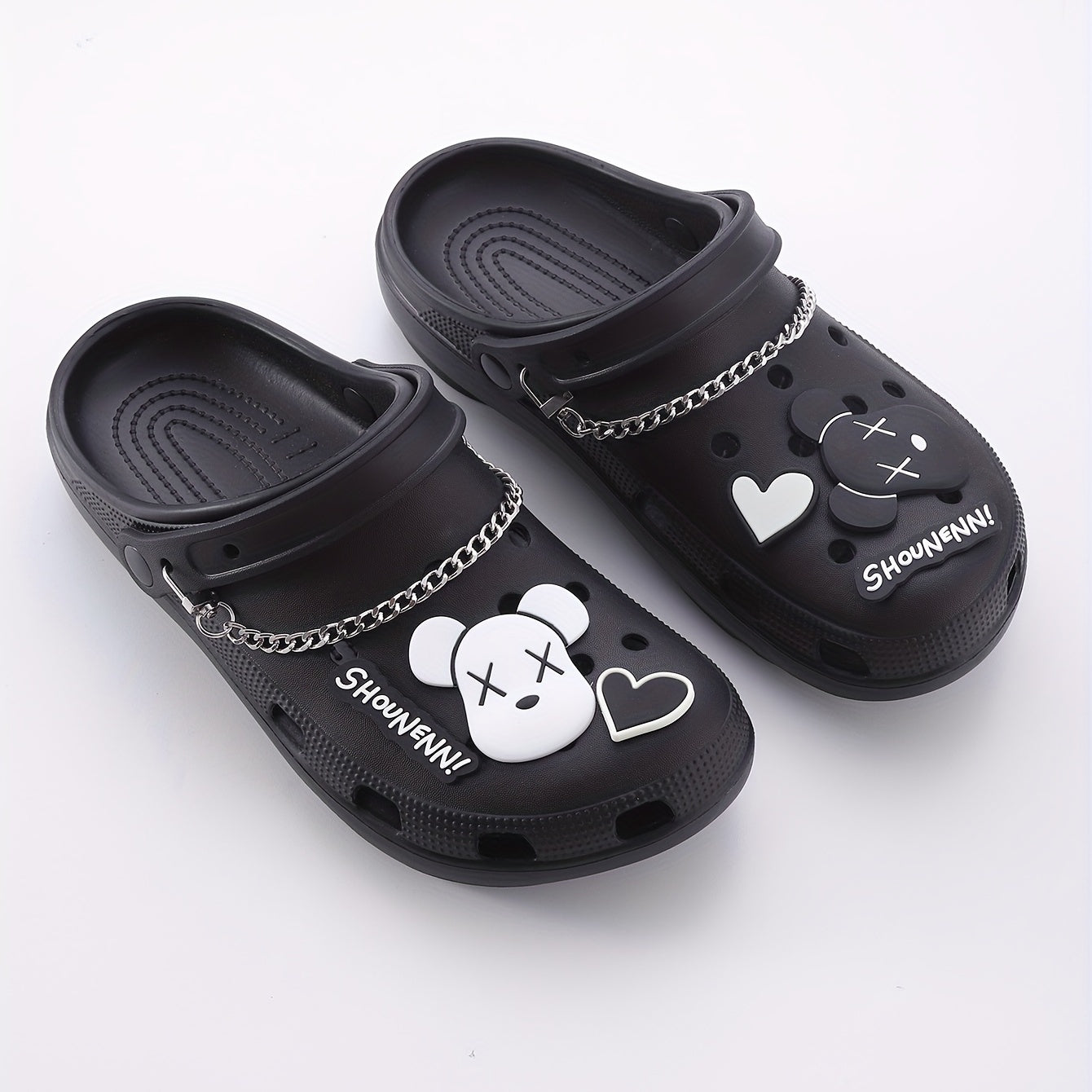 8pcs Cartoon Shoe Charm Set with Chain for Sandal Slipper