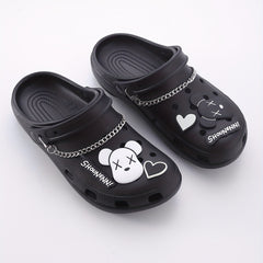 8pcs Cartoon Shoe Charm Set with Chain for Sandal Slipper