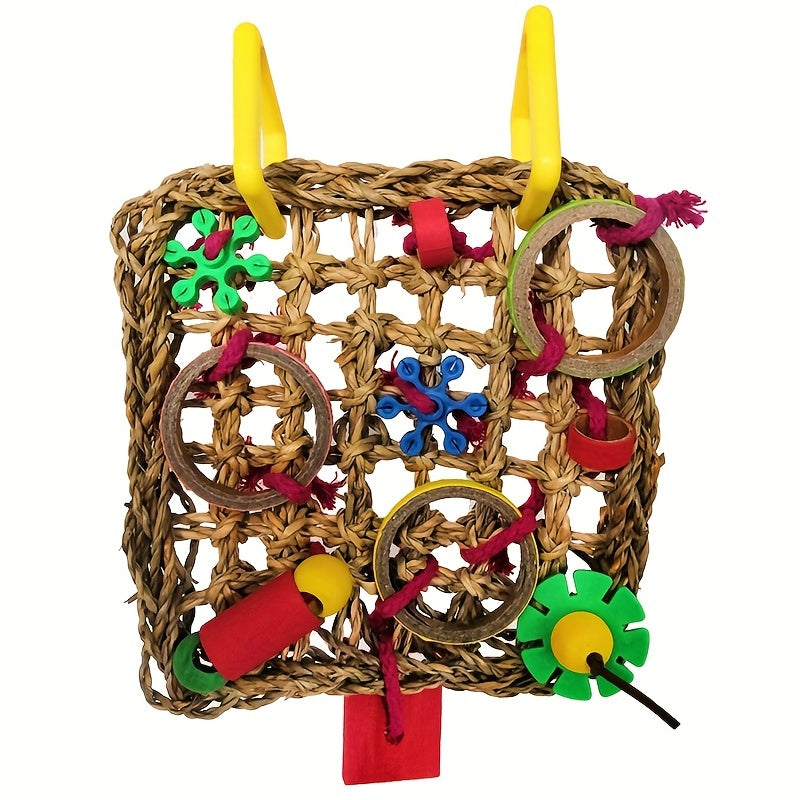 Colorful Building Block Toy & Climbing Hammock for Small Birds