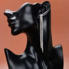 Long Rhinestones Tassel Drop Earrings for Women Girls