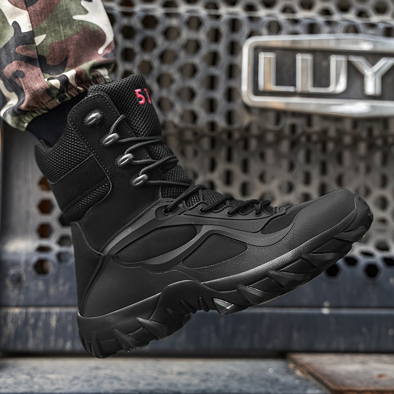 Men's Solid High Top Military Style Hiking Boots