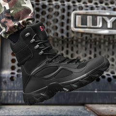 Men's Solid High Top Military Style Hiking Boots