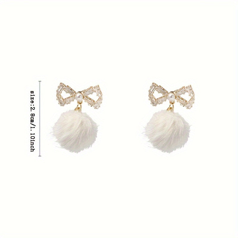 Plush Ball Earrings Retro Party Jewelry Holiday Gift