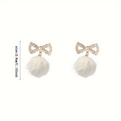 Plush Ball Earrings Retro Party Jewelry Holiday Gift