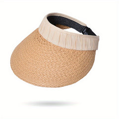 Straw Visor Hat Casual Ponytail Sun Hat UV Protection Foldable