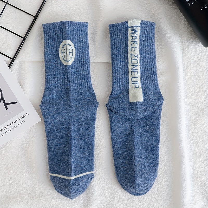 Autumn Winter Breathable Letter Graphic Sports Couple Socks