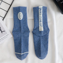 Autumn Winter Breathable Letter Graphic Sports Couple Socks